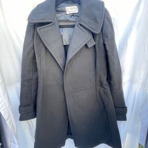 Balenciaga black wool runway belted wrap coat sz 38 French